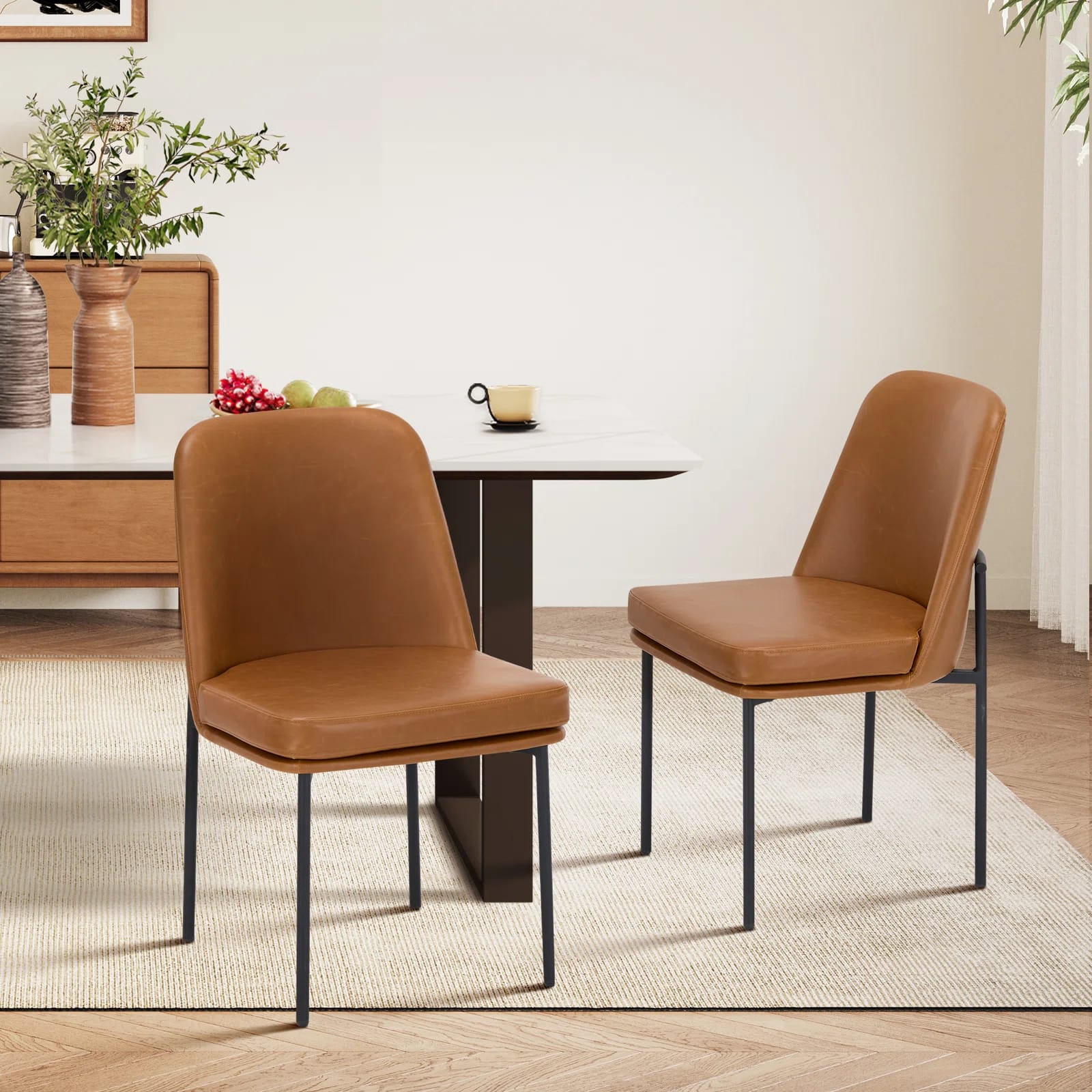 Fabric Upholstered Parsons Side Chair Dining Chair (Set of 2)