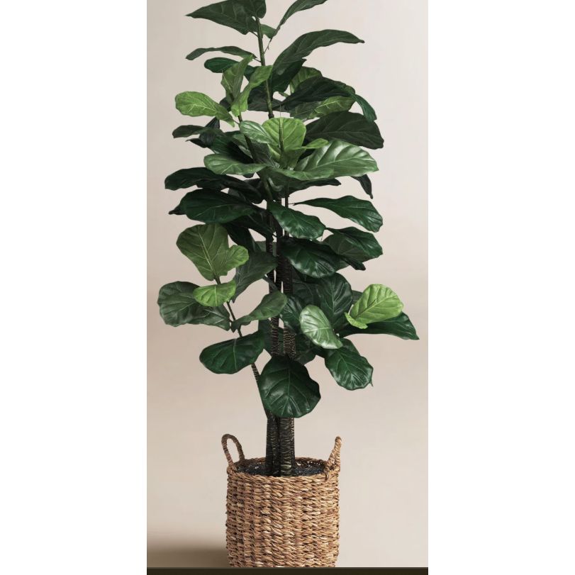 Faux Fiddle Leaf Fig Tree in Wicker/Rattan Basket