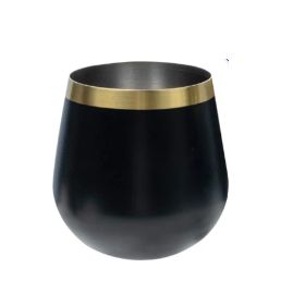 Mercer41 4 Piece Black Drinking Wine Glasses With Gold Decor