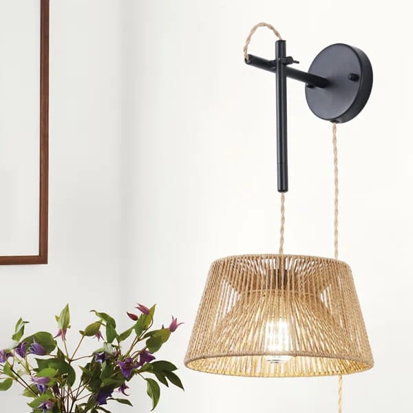 Bahwana Rattan Plug-in Swing Arm Sconce