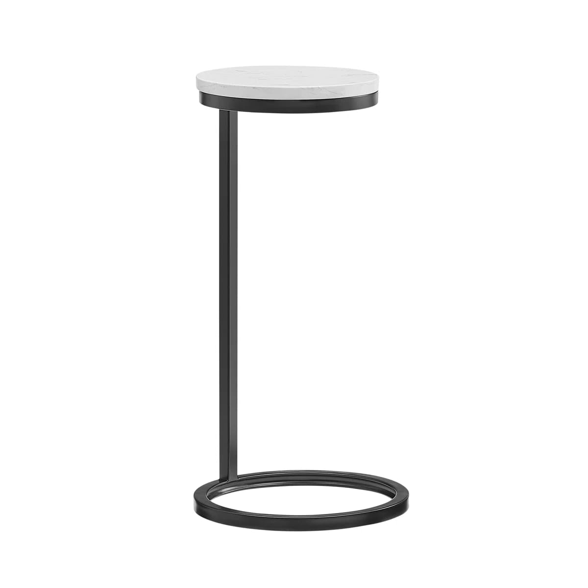 Chalmay Round Metal Accent Table With Marble Top
