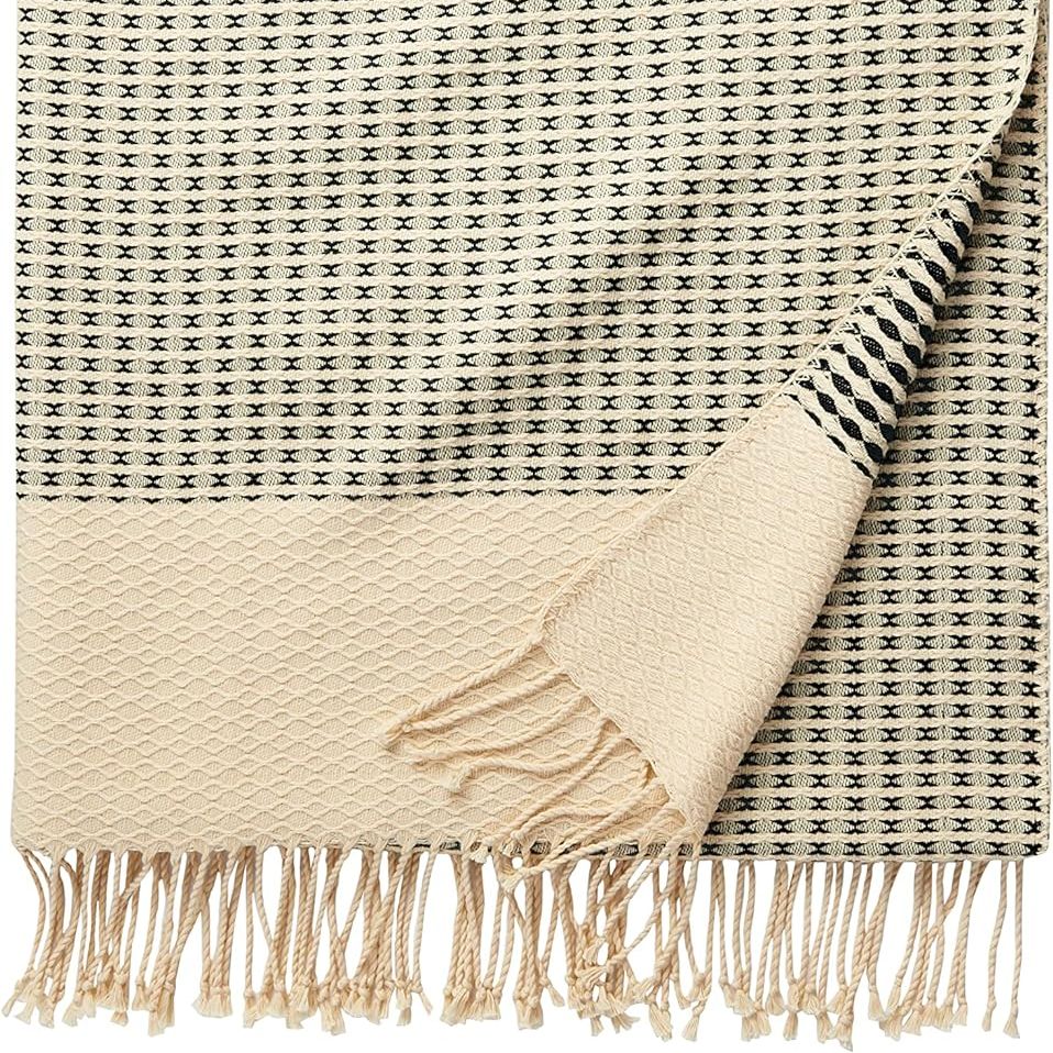 Cotton Chevron Block Throw