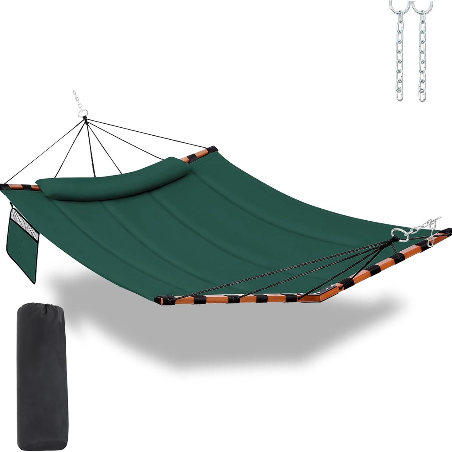 12FT Large Hammock 450LB Capacity w/ V Shaped Hardwood Spreader Bar