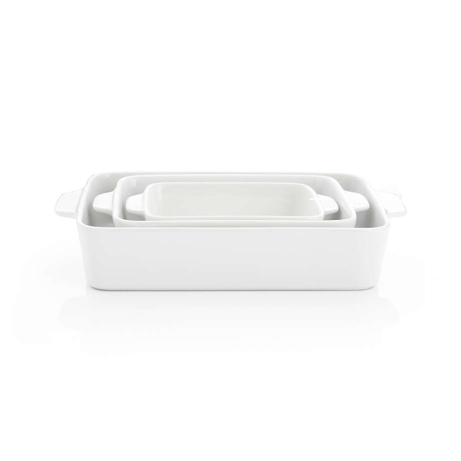 White Potluck Baking Dishes Set of Three