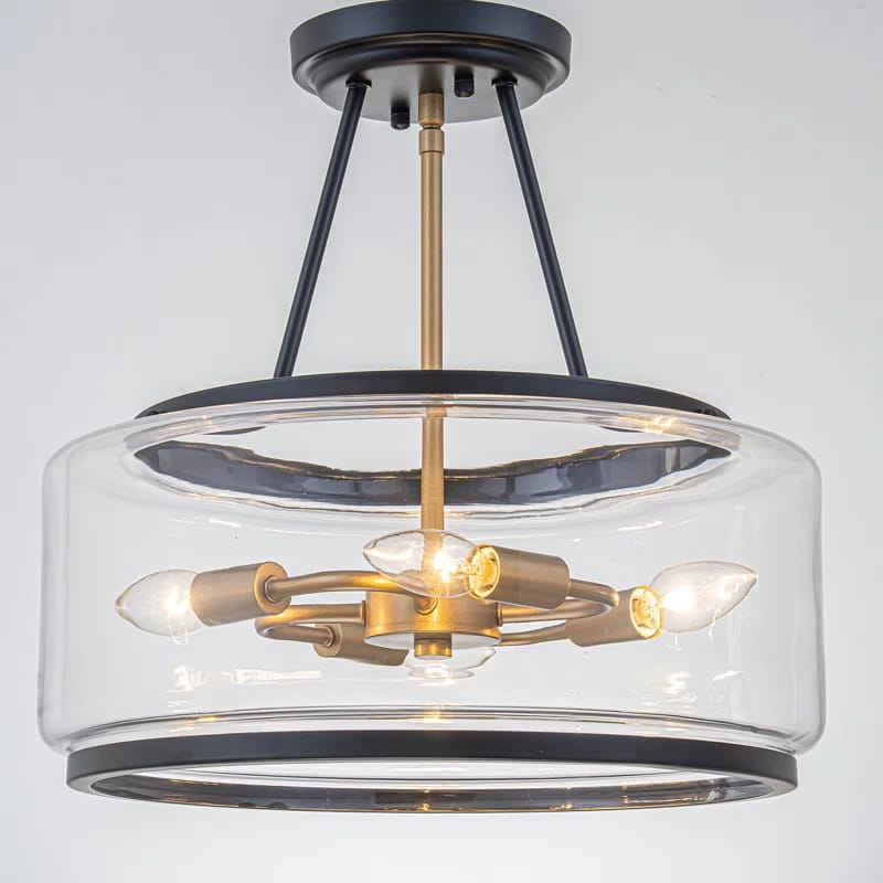 Akima 3 - Light Glass Drum Semi Flush Mount Light