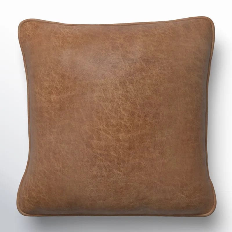 Carroll Faux Leather Reversible Throw Pillow