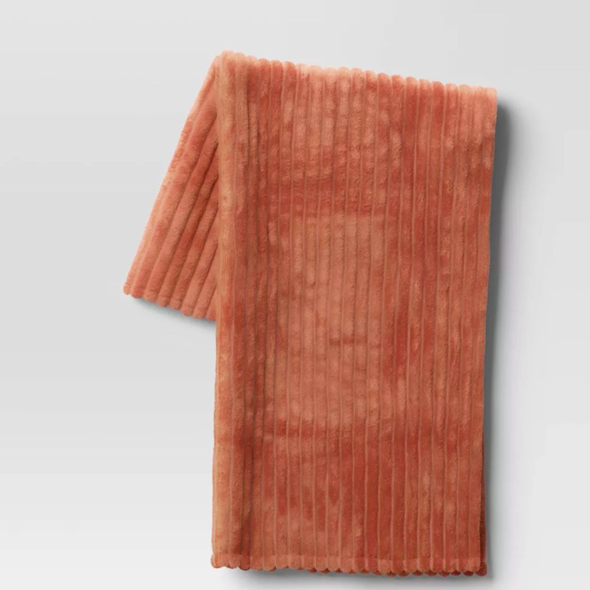 Channeled Plush Throw Blanket Terracotta - Room Essentials™: Soft, Midweight, Machine Washable, 50x60