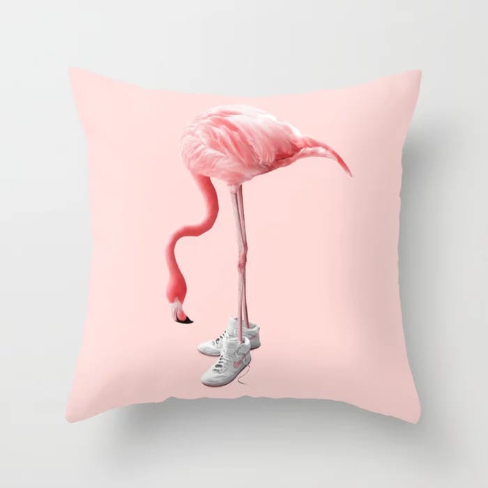 Sneaker Flamingo Throw Pillow