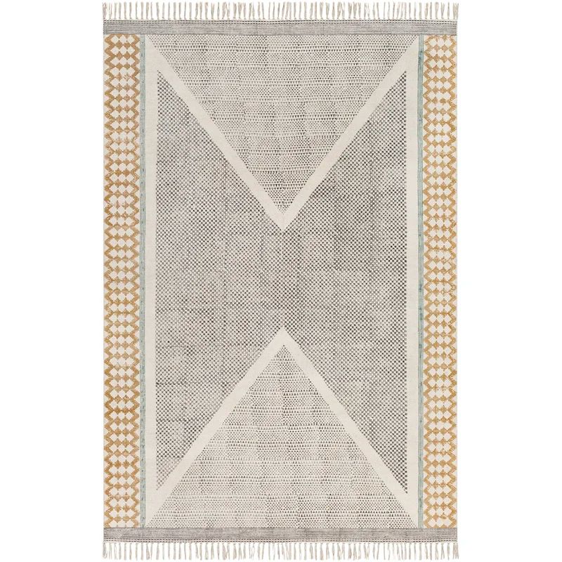Steelside Olmstead Flatweave Cotton Geometric Blacktealmustardlight Beige Area Rug
