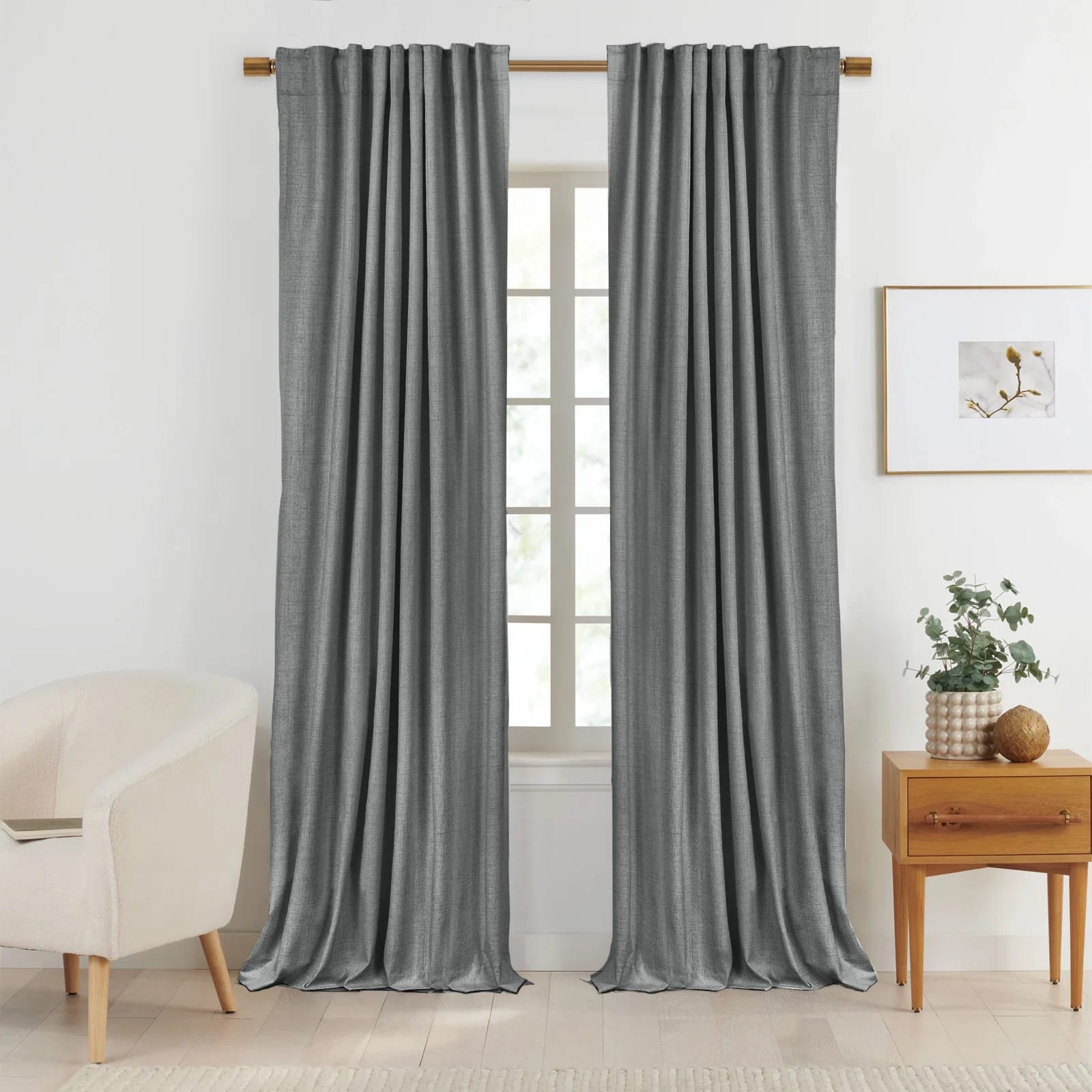 Graciella Thermal Insulated Blackout Curtains, Back Tab/Rod Pocket Bedroom Drapes (Set Of 2)