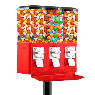 Commercial Candy Vending Machine Triple Candy Machine Dispenser For Gumball Candy With 3 Removable Canisters And Quarter Coin Operated Vending Machine With Anti-theft Lock For Business Meets Fda Norms : Industrial & Scientific