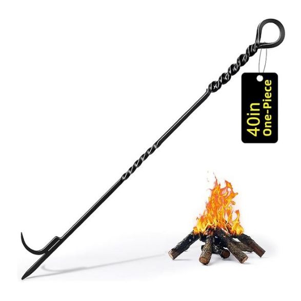 Fire Pit Poker For Fireplace Outdoor - 40'' Handmade One Piece Firepit Poker Stoker Stick For Outside Camping Campfire