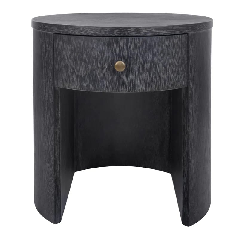 Watkins Round Side/End Table, Brushstroke Black