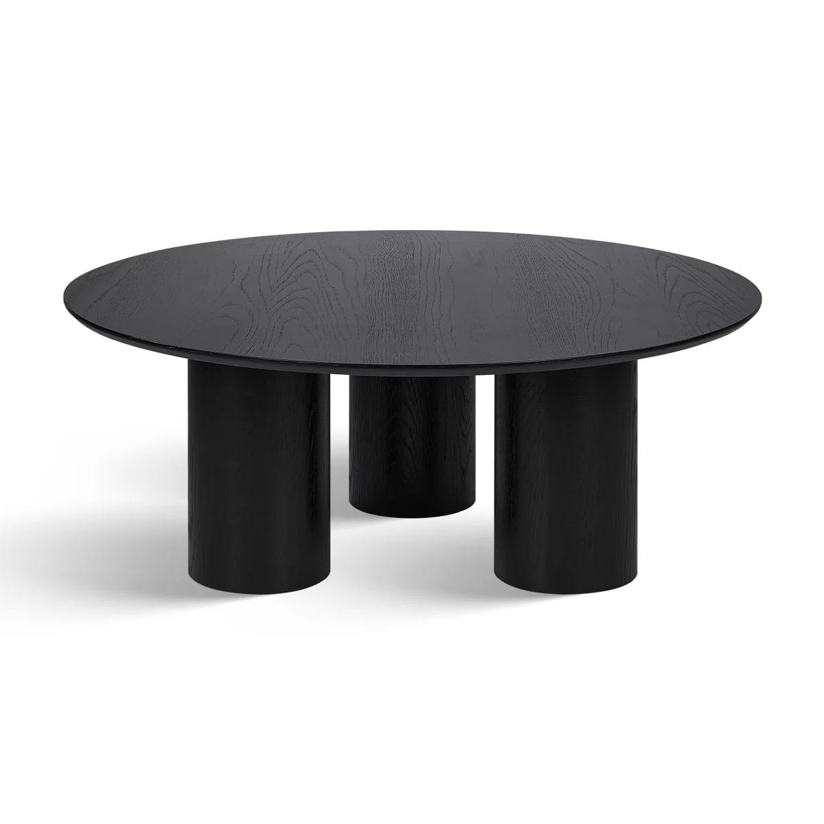 BAGUETTE 40" Drum Architectural Design Rich White Oak Wood With 3 Legs Pedestal Round Coffee Table