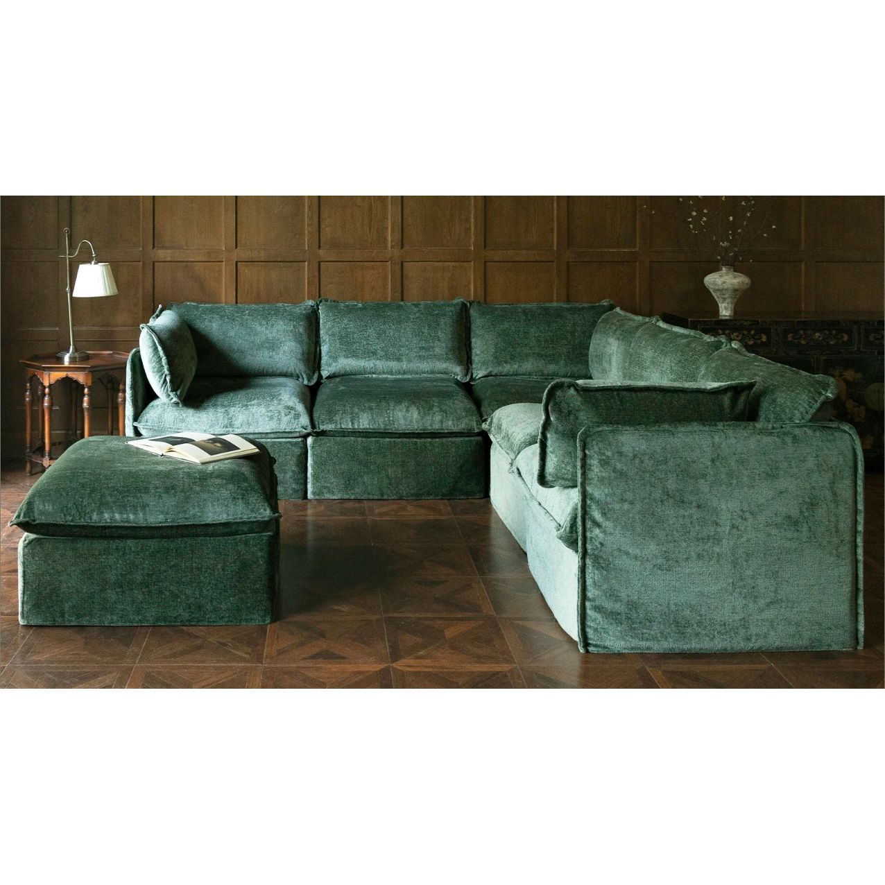 Modular Washable 6-seater Open-ends U-sectional In Ash | Deluxe+ Seat