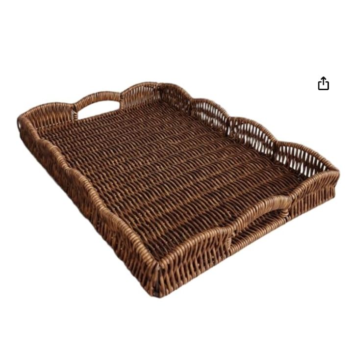 Scalloped Edge Imitation Rattan Tray Basket