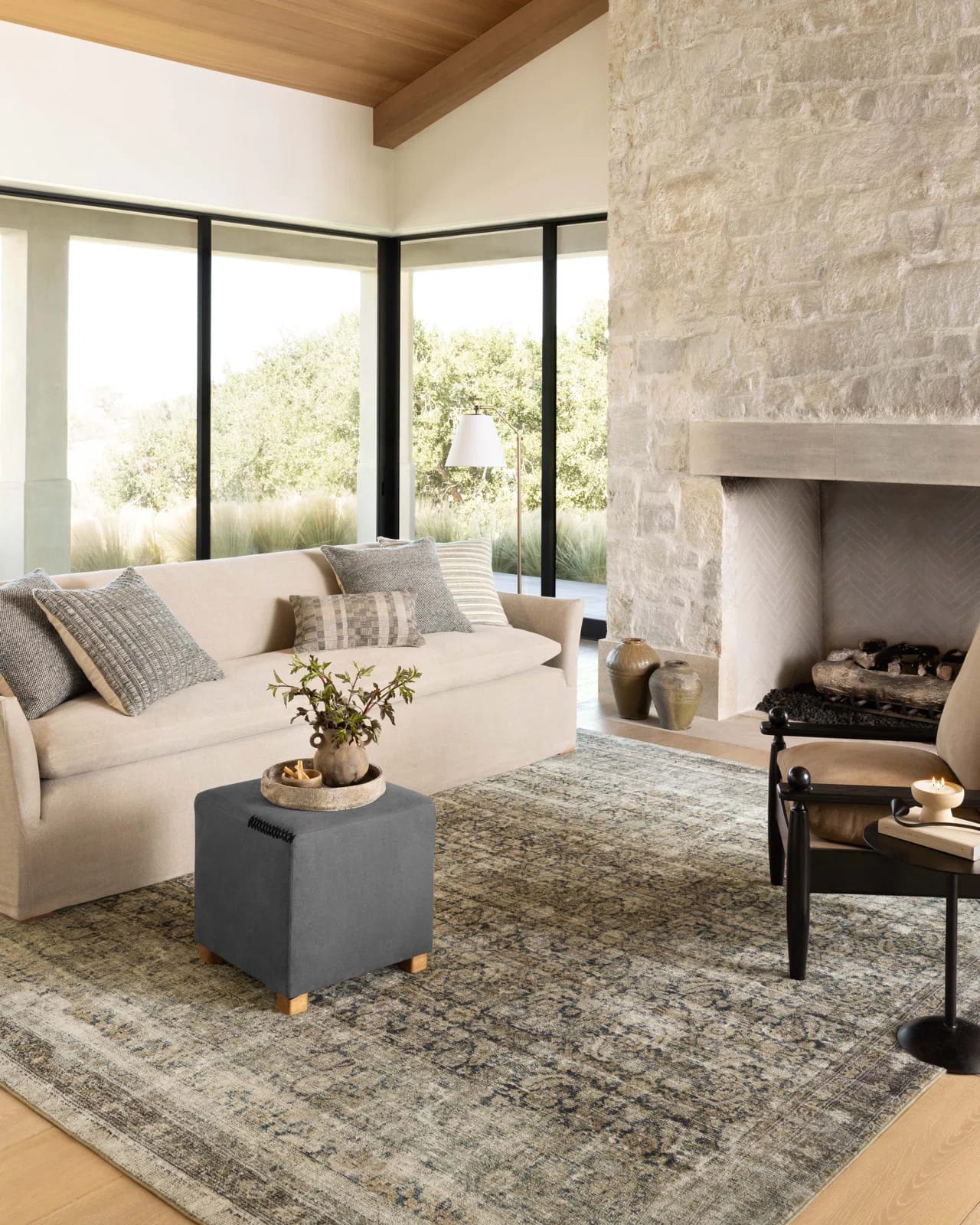 Amber Lewis X Loloi Morgan Navy / Sand Area Rug Feat. Cloudpile