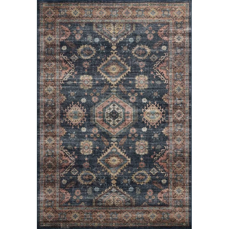 Aaronley Machine Washable Denim / Sunset Area Rug
