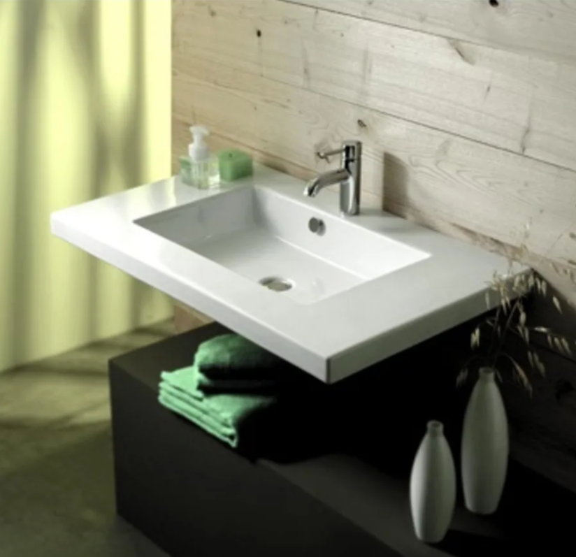 Nameeks Tecla 35-7/16" Ceramic Wall Mounted / Drop In Bathroom Sink with One Faucet Hole - Includes Overflow
