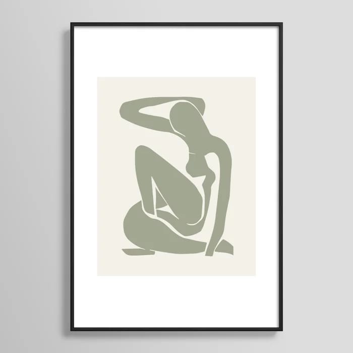 Sage Green Matisse Art, Matisse Abstract Art Decor Framed Art Print