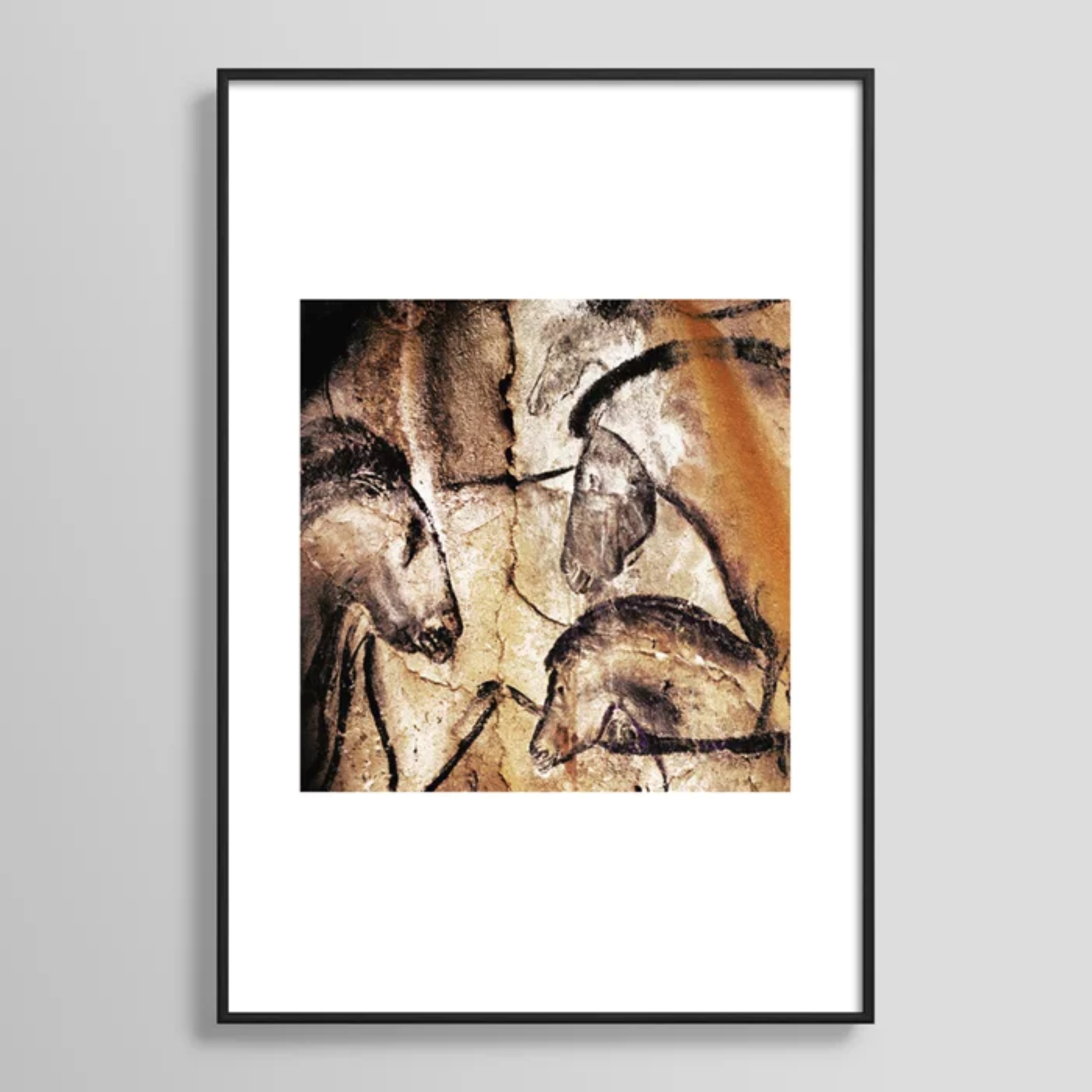 Facing Horses // Chauvet Cave Art Framed Art Print