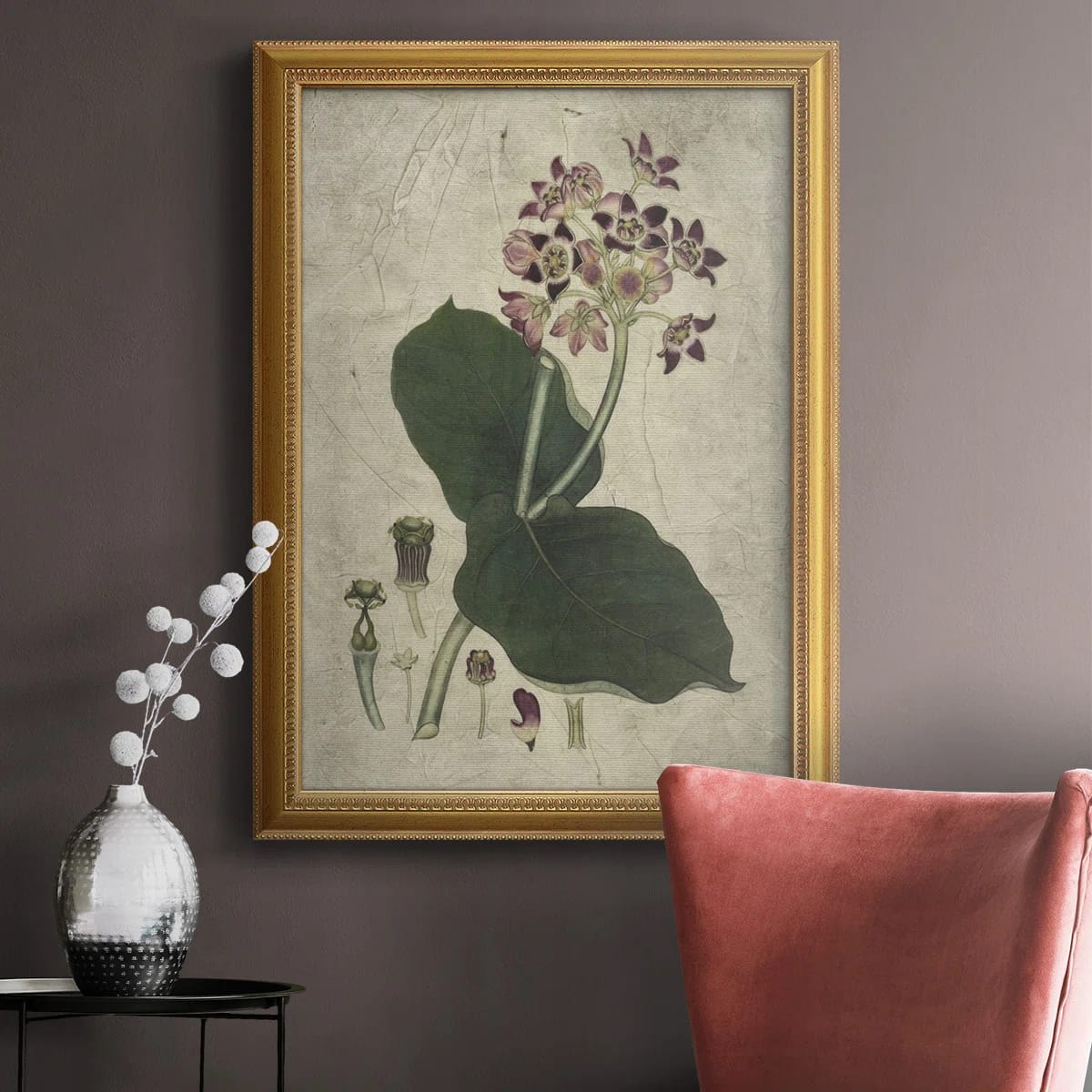 Aubergine Florals III Premium Framed Canvas- Ready To Hang