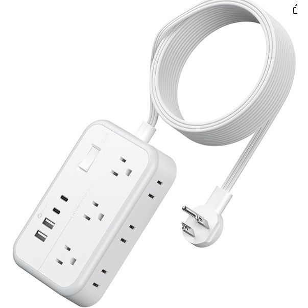 Extension Cord 15 ft, Surge Protector Power Strip with 6 Outlets 4 USB Charger(2 USB C Port), Flat Plug Outlet Extender Long Cord, Protection for Indoor, Home, Office Supplies, Dorm Room Essentials