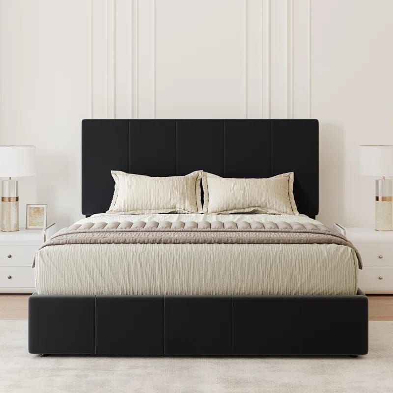 Fully Upholstered Platform Bed, Modern Velvet Bed With Tufted Headboard, No-Dust Design, Queen/Full/King