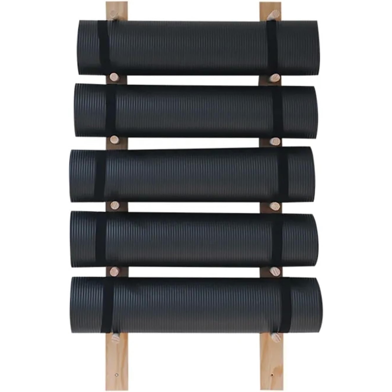 Yoga Mat Holder Wall Mount - Stylish Wood Rack For Foam Roller & Fitness Accessories - Wood Shelf - 3/6/9 Layers - Save Space & Organize Your Home Gym(size:6 Layer 105cm) (6 Layer 105cm) : Sports & Outdoors