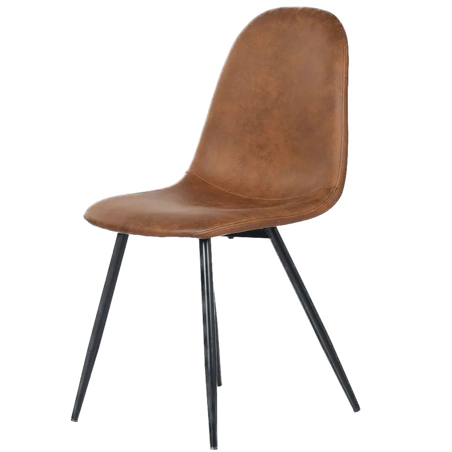 Adenmore Brown Faux Leather Upholstered Dining Chair with Black Metal Legs 