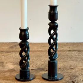 Pair Of Vintage Hand Carved Ebony Wood