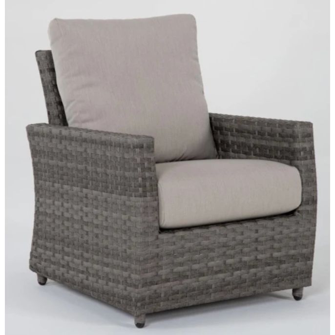 Cannon Grey Wicker Outdoor Lounge Chair | Suredura Fabric | With Arms