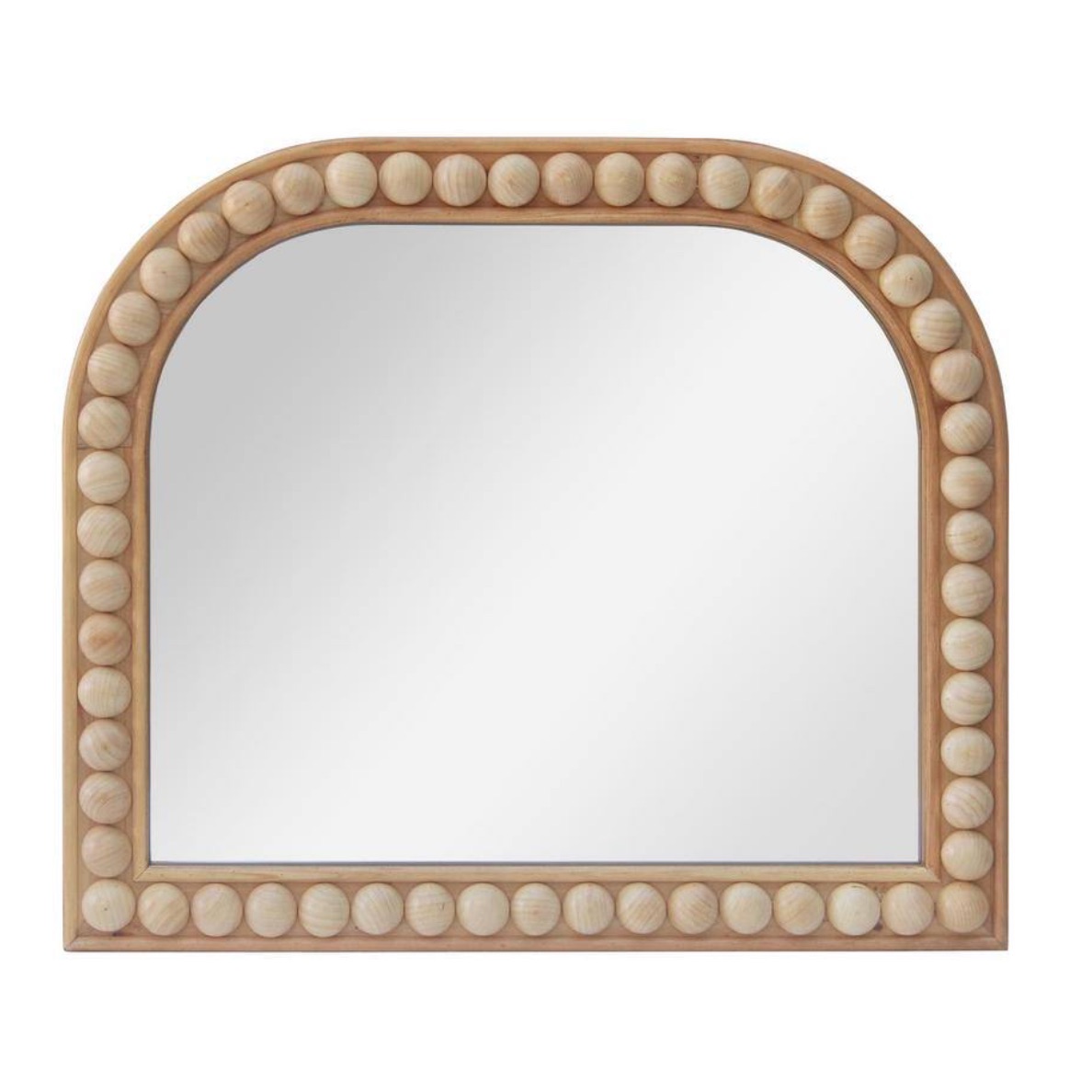 27.5 in. W x 23.5 in. H Arched Framed Natural Wood Wall Mirror