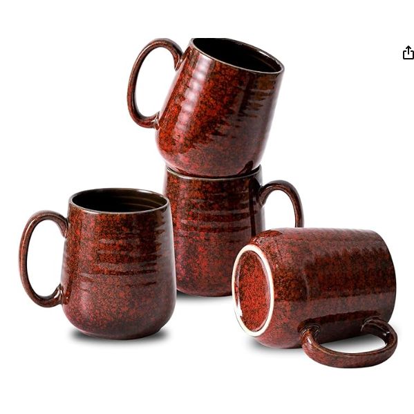 Hasense Red Coffee Mugs Set Of 4