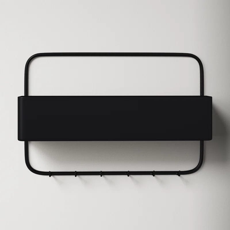Metal Wall Mail Organizer with Key Hooks