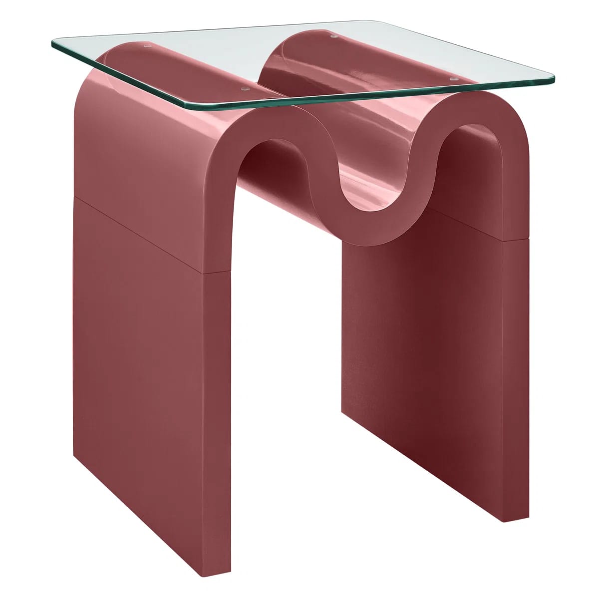 Ondine Glass Top Side Table In Spiced Apple
