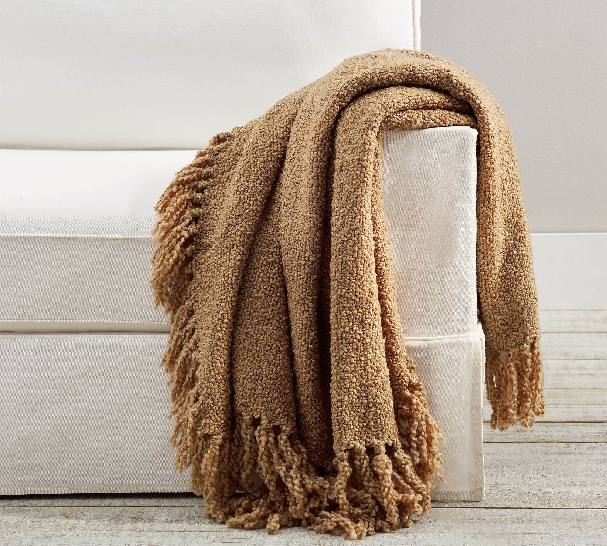 Dreamy Handwoven Fringe Throw Blanket, 50" X 60", Camel