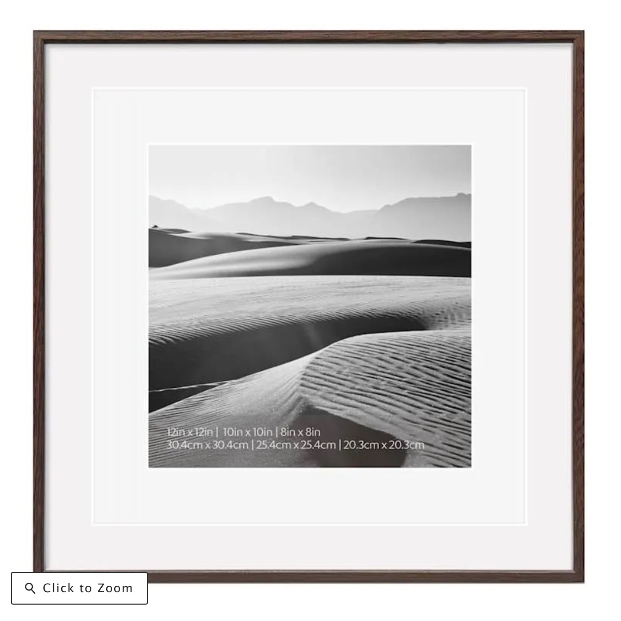 12x12 Walnut Thin Matted to 10x10 & 8x8 Wall Frame