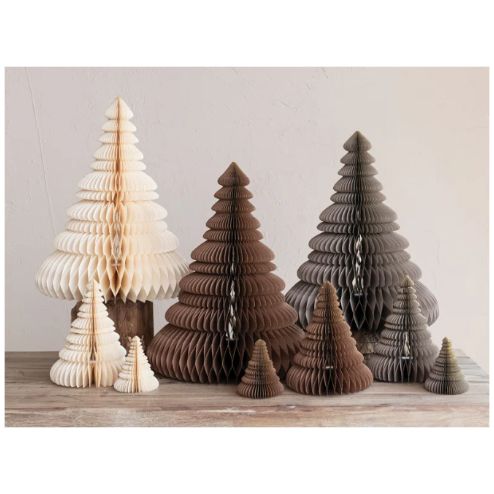 Tabletop Christmas Village Glitter Honeycomb Trees 