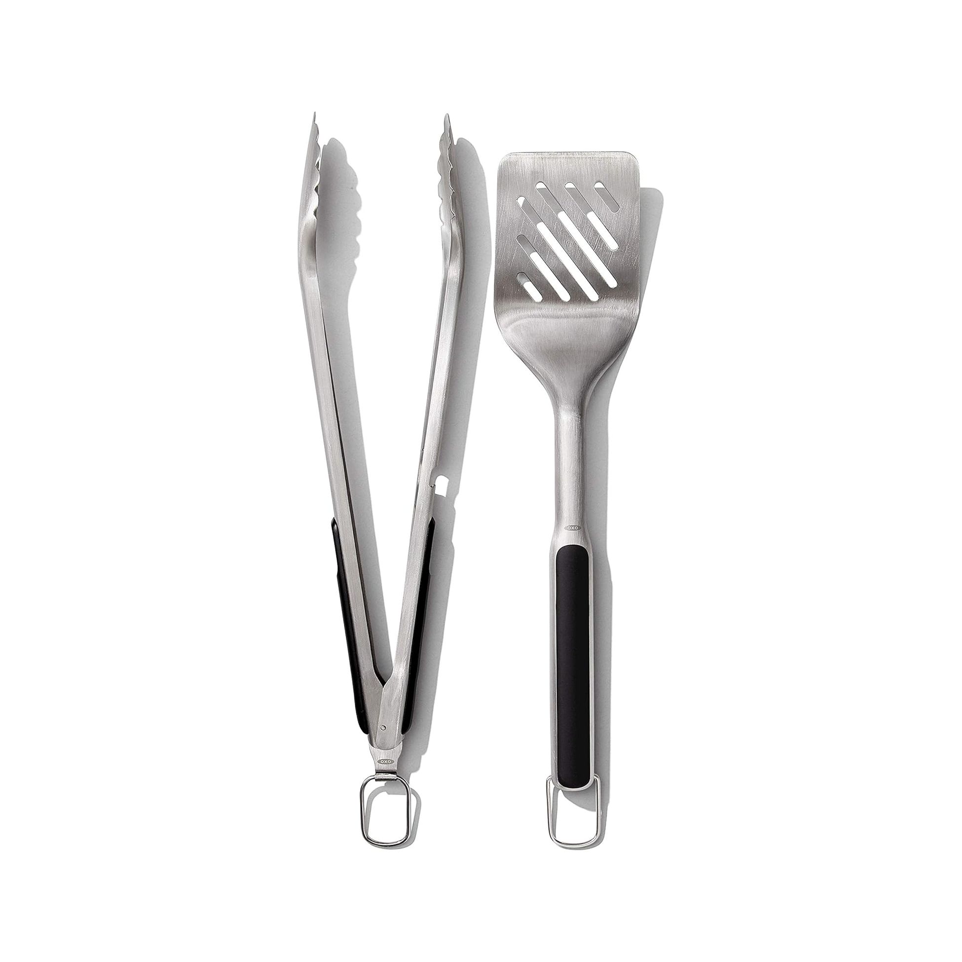 OXO Good Grips Grilling Tools, Tongs and Turner Set, Black