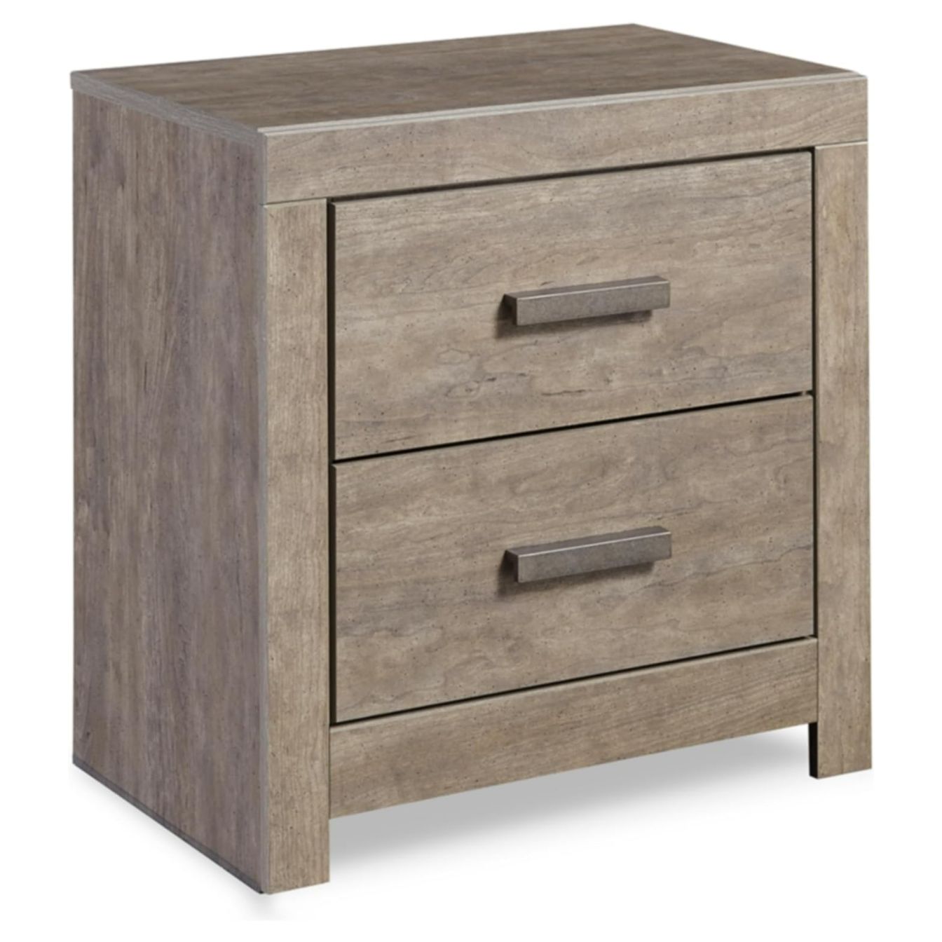 Modern 2 Drawer Night Stand in Driftwood Finish