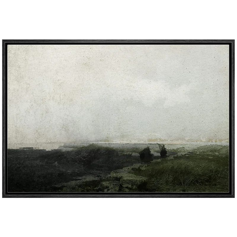 " Signleader Framed Canvas Print Wall Art Brown Hill Over Foggy Terrain Scenic Wilderness Illustrations Modern Art Farmhouse/Country Landscape Cool For Living Room, Bedroom, Office "