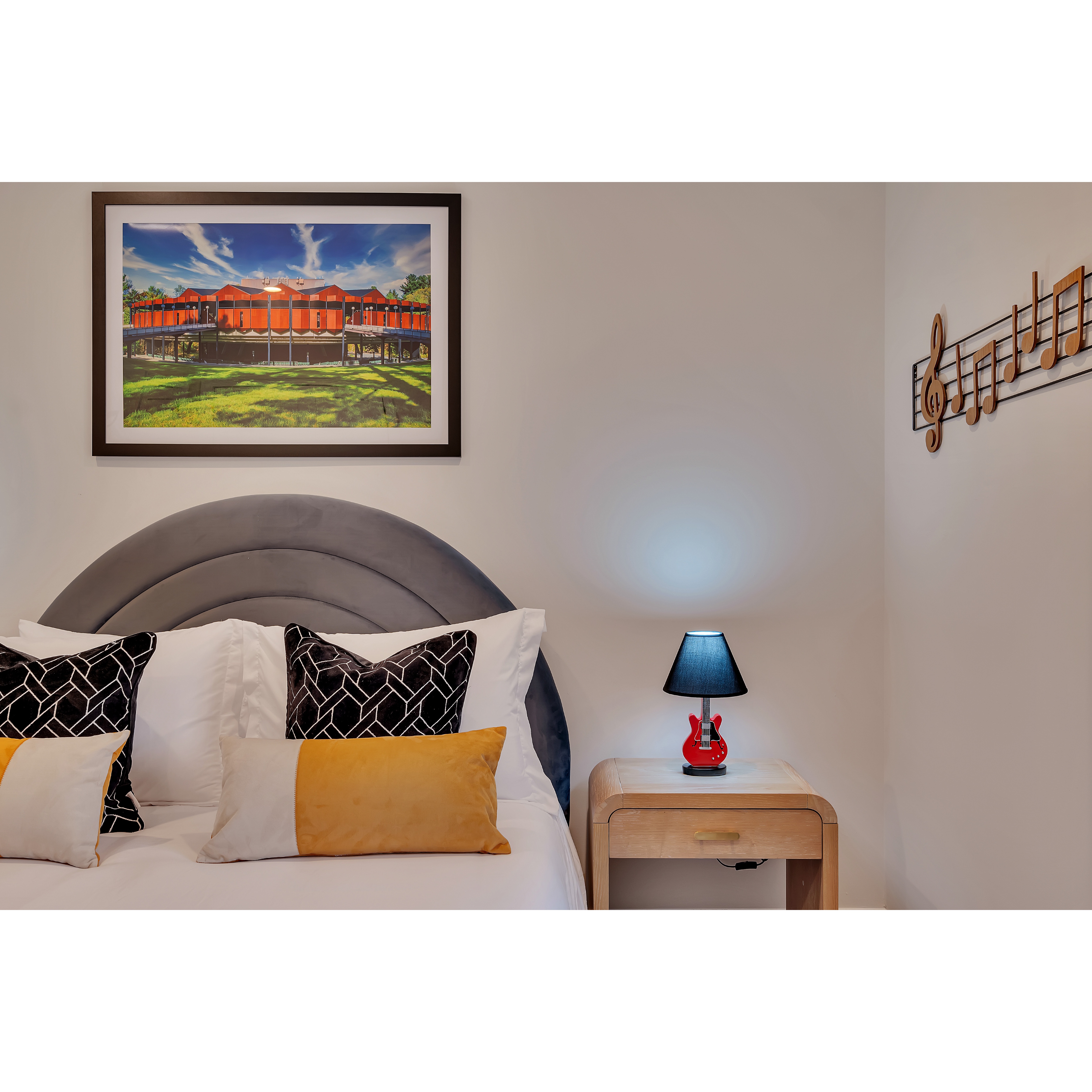 Red Guitar Lamp Bedroom Bedside Lamp 