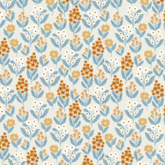Meadow Charm Wallpaper with custom colors: Linen Light White Biscotti Burnt Cherry Thunder Wind