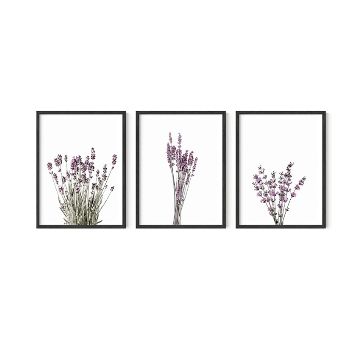 Botanical Wall Art Frame - Set of 3 Calming Lavender Prints,