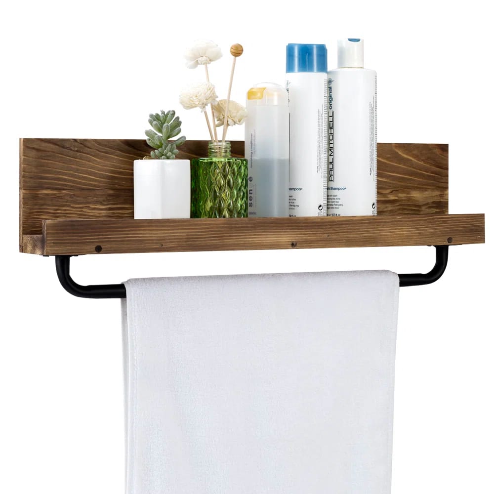 Keithan 22 Inch Wood Wall Bathroom Storage Floating Shelf