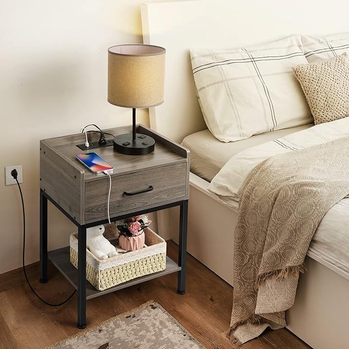 Bty Nightstand Set Of 2 With Charging Station And Usb Ports
