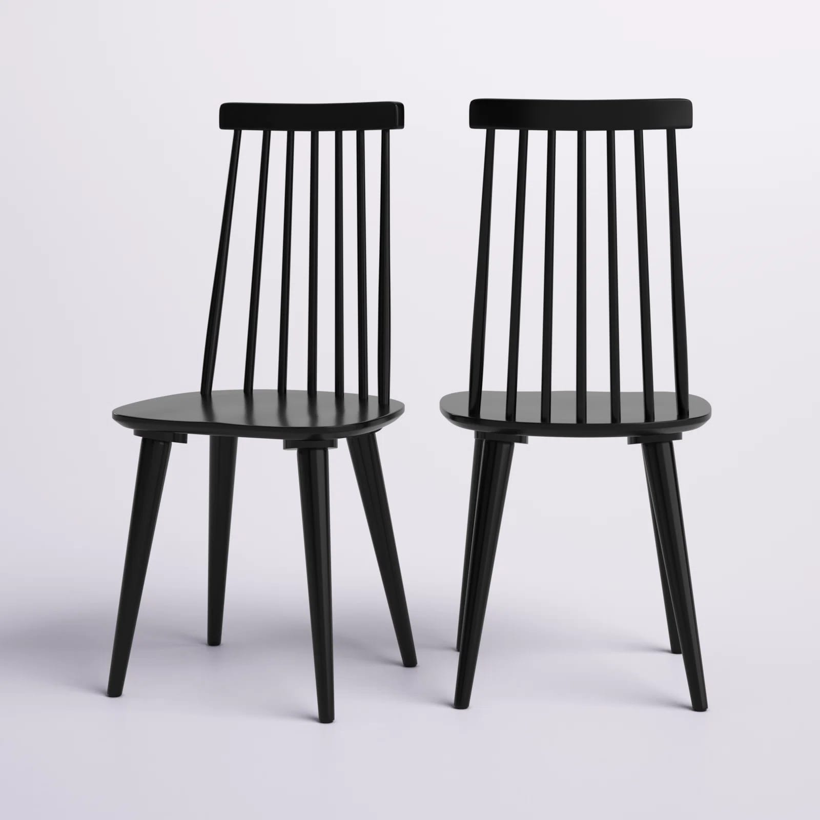 Delphina 17" Wide Mid-Century Modern Solid Wood Windsor Back Dining Chair (Set of 2)