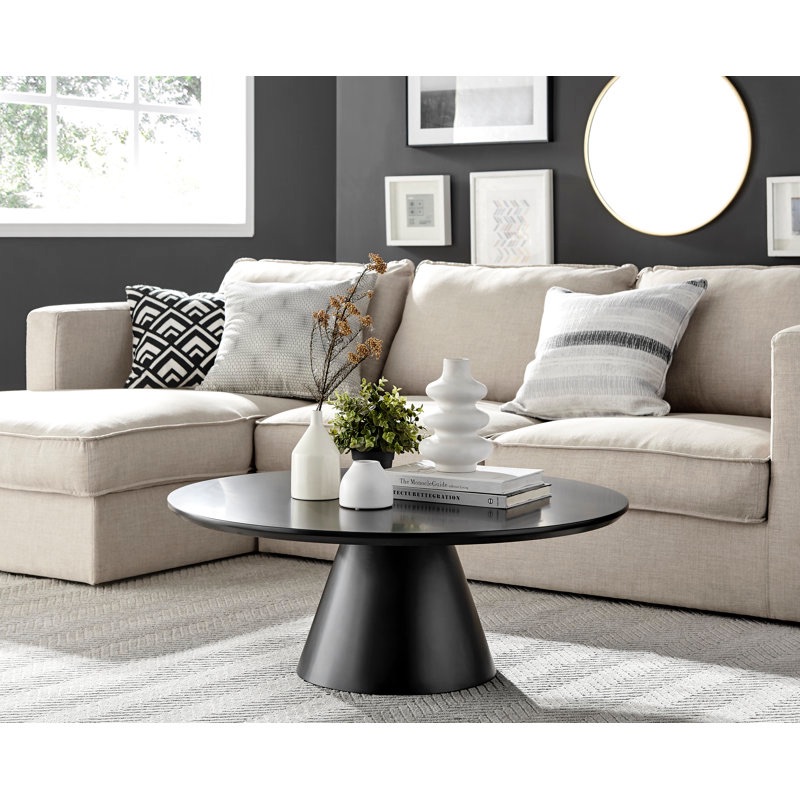 East Urban Home Palm Luxury Pedestal Round Coffee Table