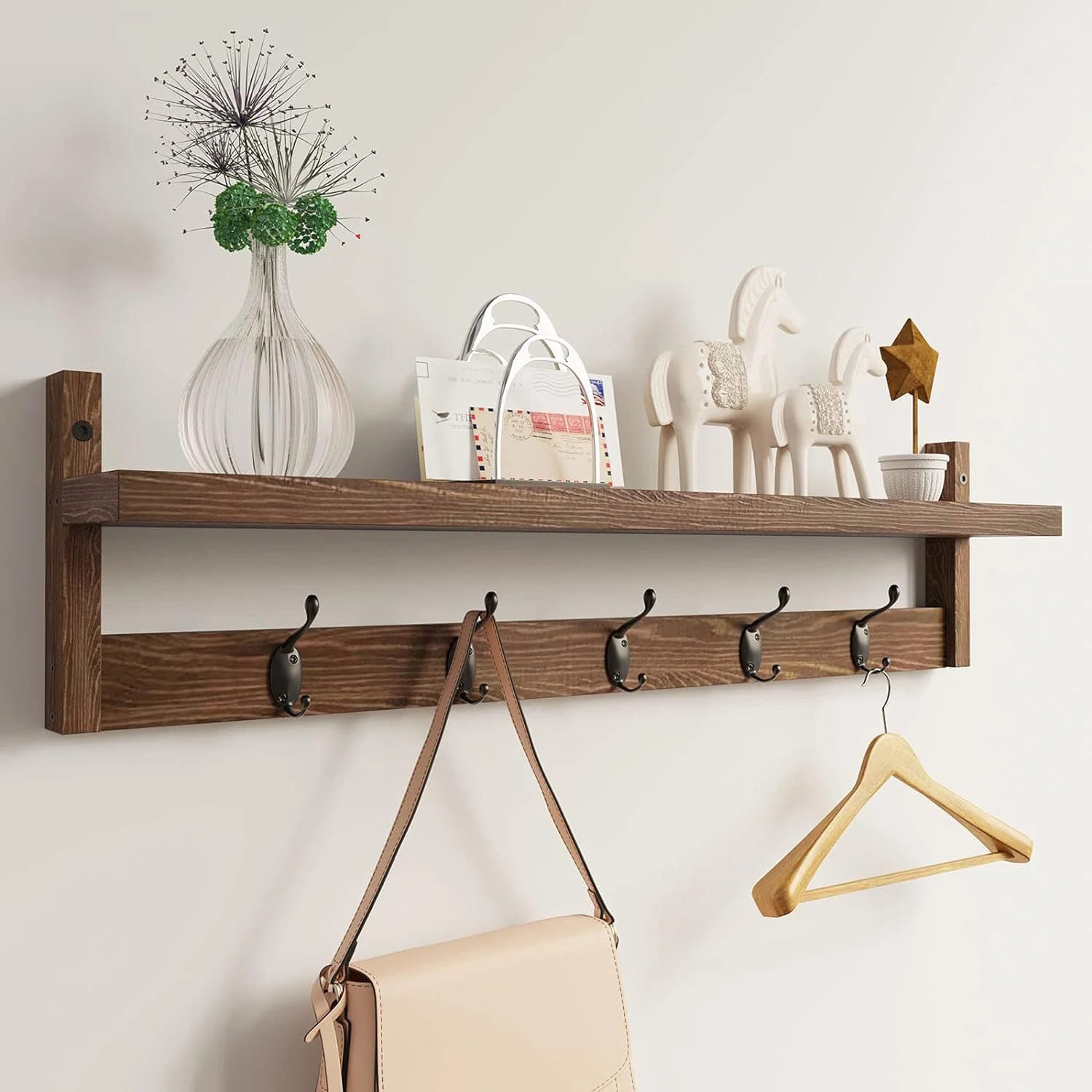 Annah Solid Wood Wall 5 - Hook Wall Mounted Coat Rack